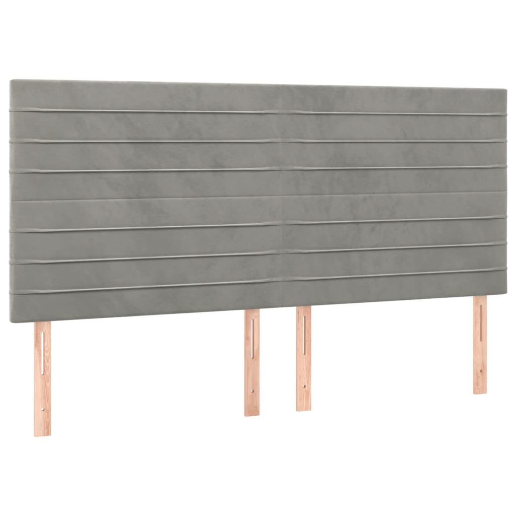 Cadre de lit sans matelas gris clair 160 x 200 cm en velours - 8
