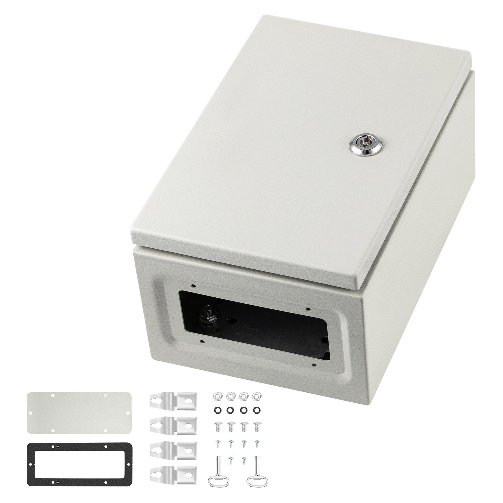VEVOR Custodia in acciaio NEMA, scatola elettrica in acciaio NEMA 4X 16 x 12 x 8'', IP66 impermeabile e antipolvere, scatola di giunzione elettrica per esterni/interni, con piastra di montaggio