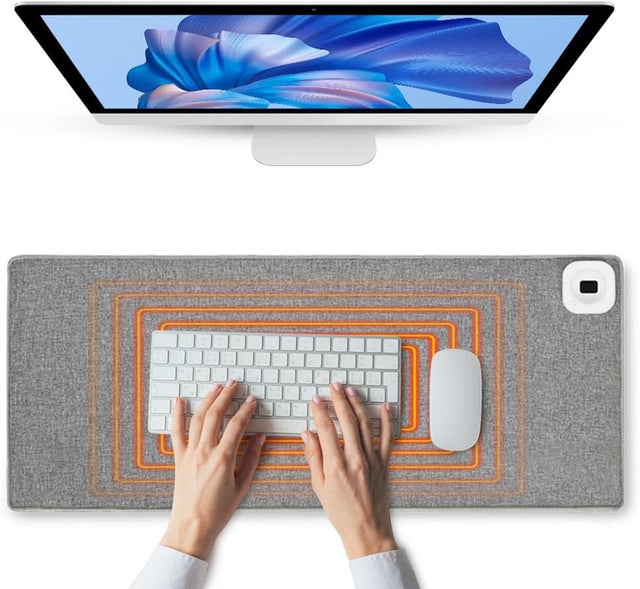 Tapis de Bureau Chaud,80x33cm Tapis de Bureau Sous Main Chauffant Chauffage Pad de Souris，Tapis de Souris étendu
