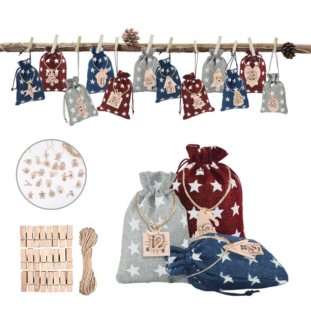 HAUSPROFI Calendrier Avent DIY 24 Sacs Kraft + Numéros & Clips – Sachets Personnalisables Noël à Remplir