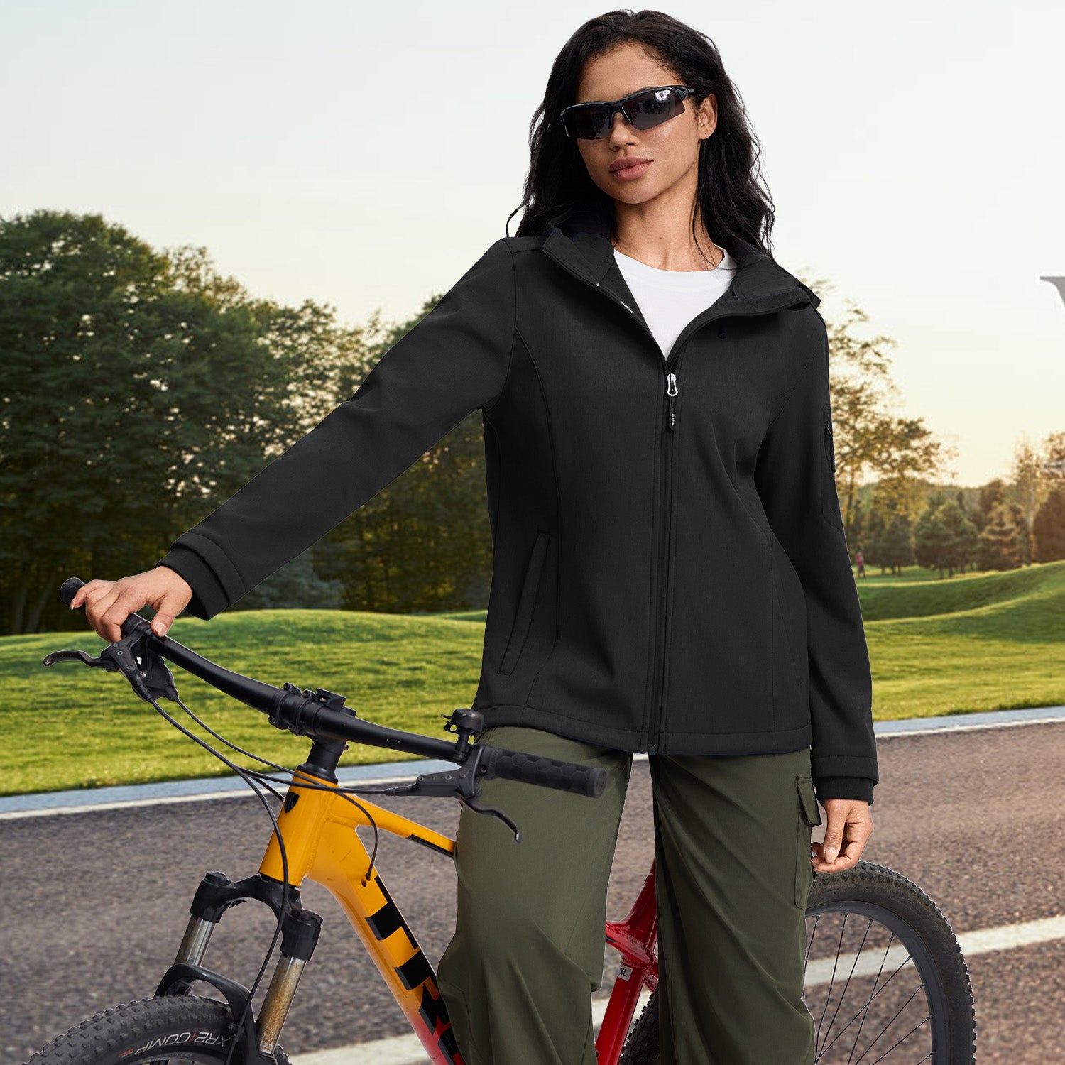 Veste de Travail Femme Taille M Blouson & Softshell - Imperméable, Anti-Vent, Fourré Chaud, Poches Multiples, Capuche - Noir - 6