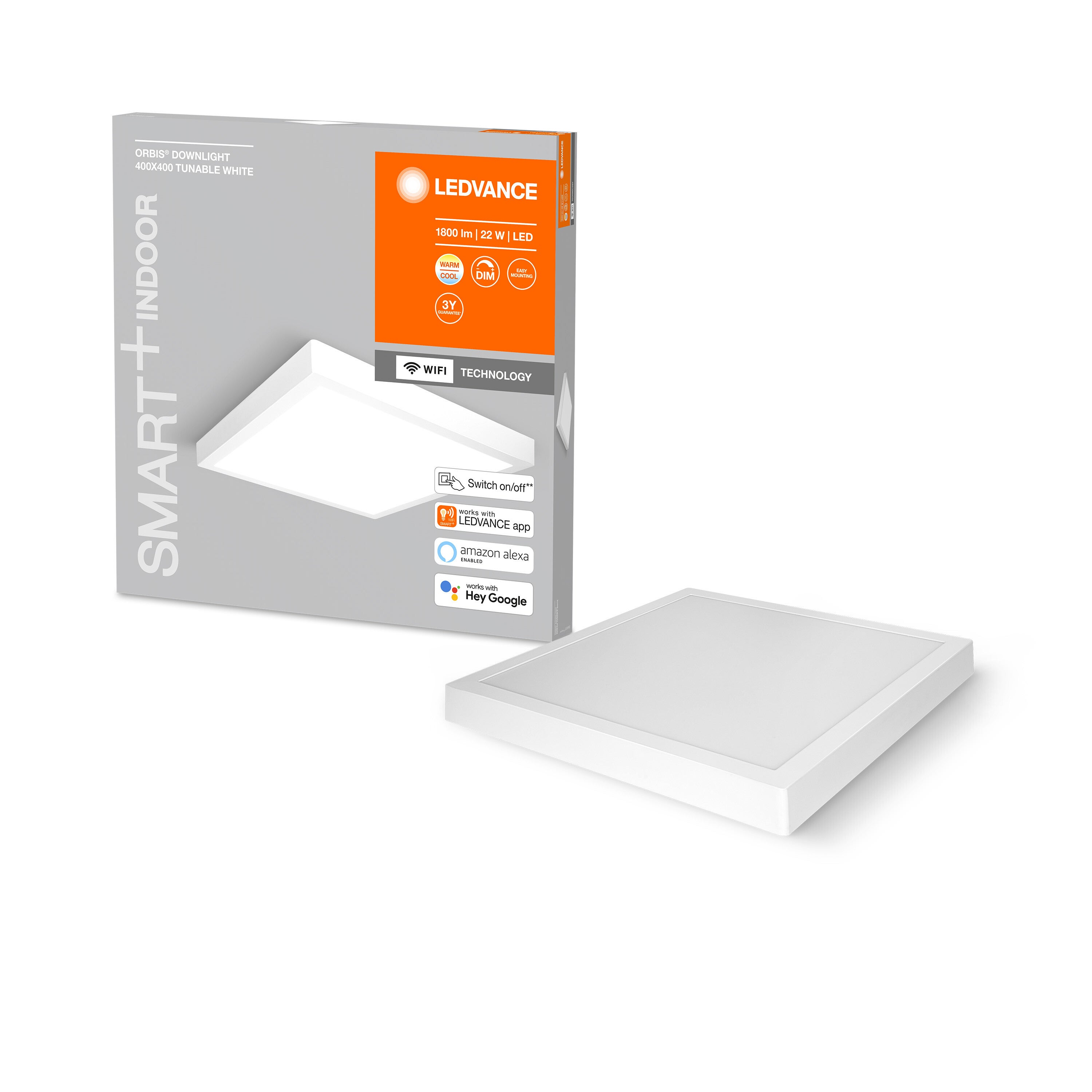 LEDVANCE Luminaire: adapté à plafond, SMART SURFACE DOWNLIGHT TW / 22 W, 220…240 V, angle de rayonnement: 110, Blanc dynamique, 3000…6500 K, matériau - 4