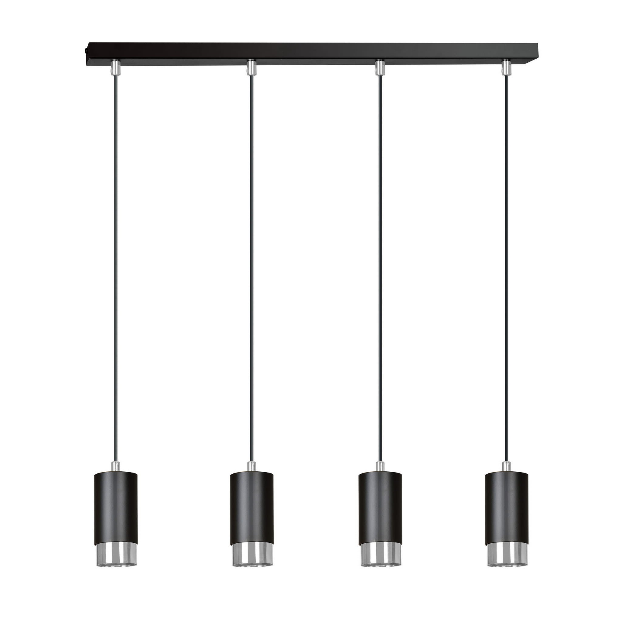 Lampa wisząca Fumiko czarna-chromowana 4xGU10x10W wym: 100 x 60 x 8 cm metal Emibig