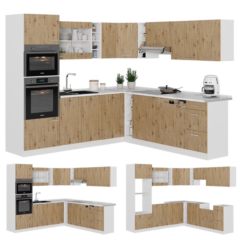 Vicco Cuisine en angle R-Line, Chêne Artisan/Blanc, 247 x 237 cm, PT Chêne - 9