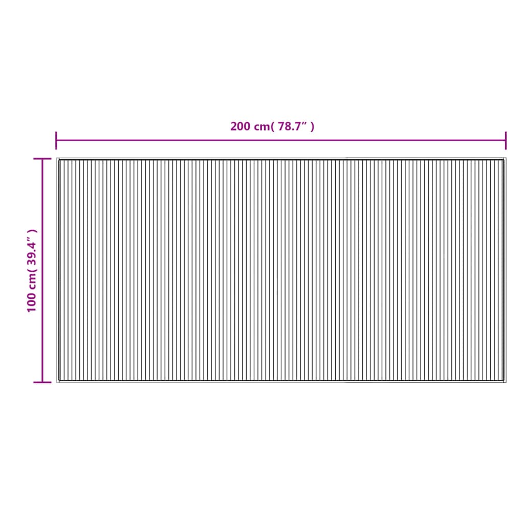 Tapis rectangulaire marron foncé 100x200 bambou - 8