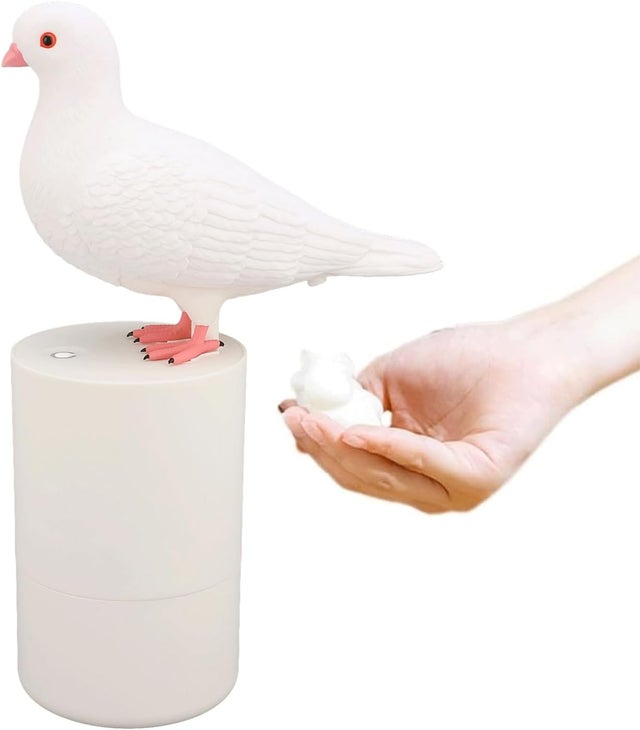 Dozownik mydła w piance Pigeon, dozownik mydła w kształcie zabawnego ptaka, bezdotykowy dozownik mydła w piance (biały)