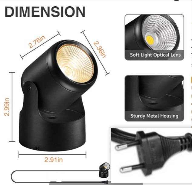 Spot LED, 3 températures de couleur, 3 W, plug-in avec fonction mémoire, lampadaires d'intérieur avec télécommande, intensité variable - 2