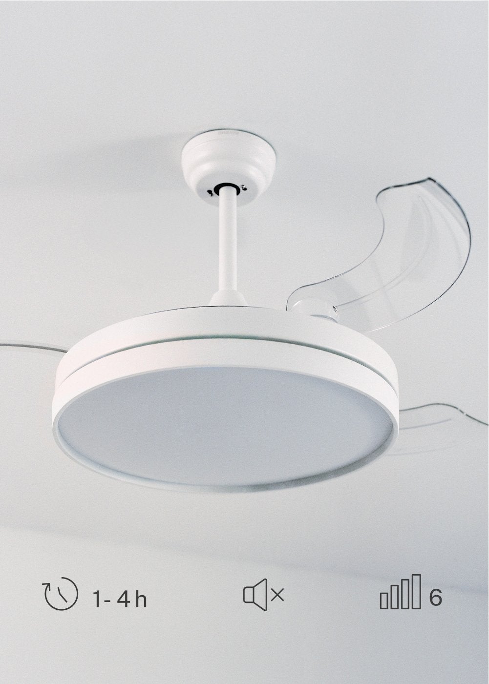 WIND CLEAR M - Ventilador de teto 40W com lâminas retrácteis silenciosas e luz LED de vários tamanhos - Com luz - com wifi - 7