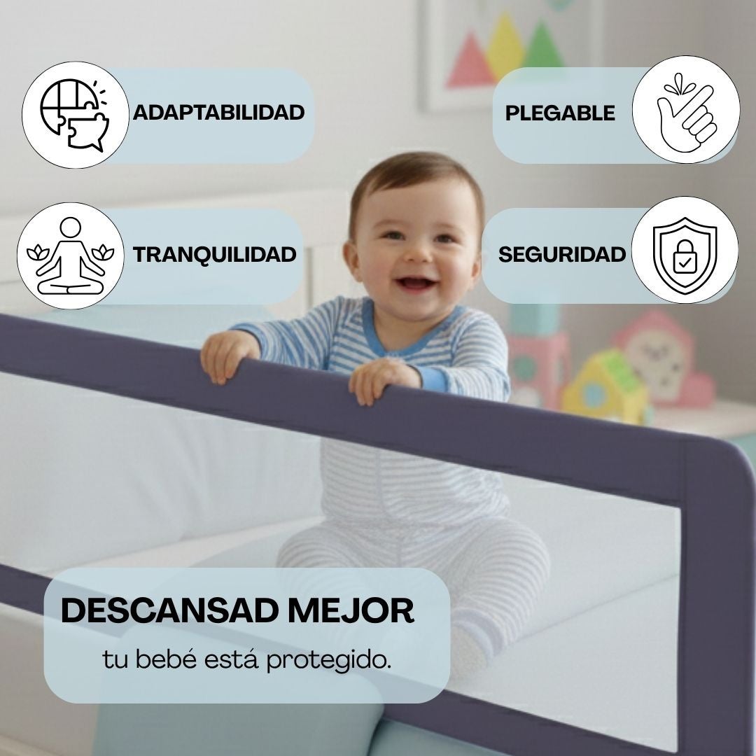 Bathby Barandilla De Cama Infantil 90 Cm – Altura Ajustable, Sistema Abatible, Malla Transpirable, Seguridad Anticaídas - 6