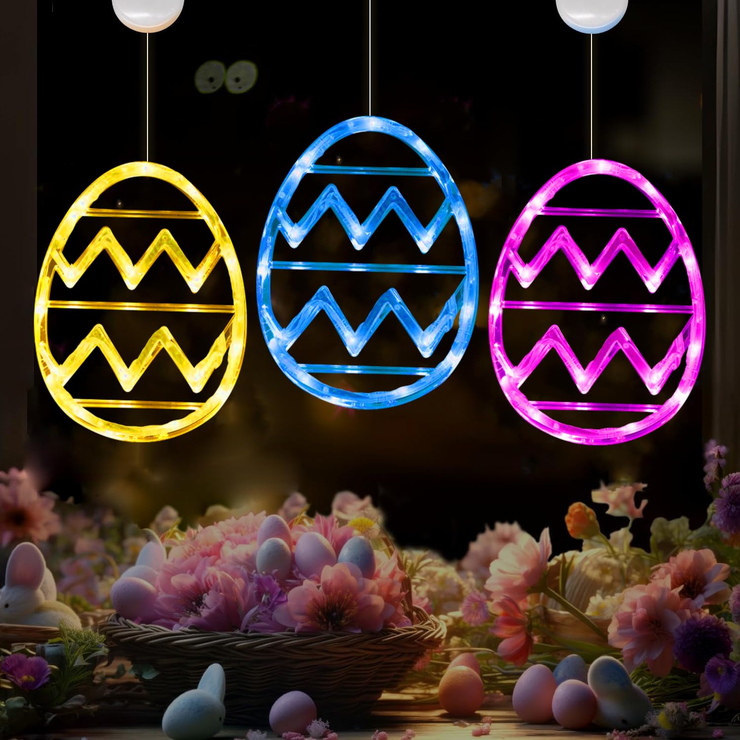 Catena di Luci Pasquali, 2M 20 LED Lucine di Pasqua con Coniglietto e Carota, Catena Luminosa Pasquale Coniglio, Pasqua Luci Interno, Lucine LED