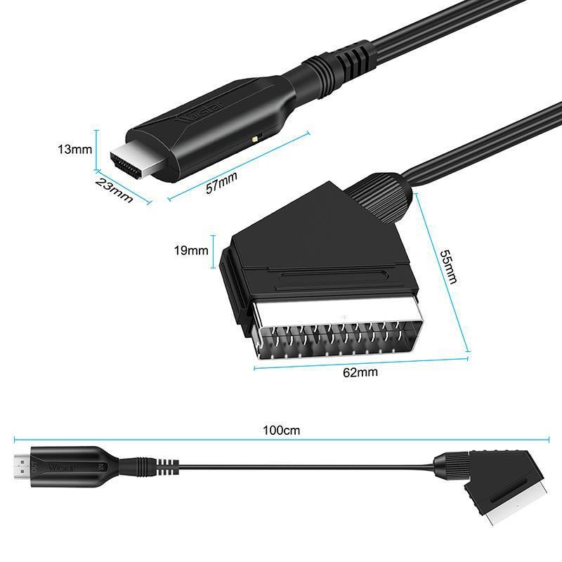 Convertisseur Péritel vers HDMI avec câble HDMI - Pour Full HD TV 720P/1080P - Audio Vidéo pour Lecteur DVD Sky Blu-Ray STB VHS Xbox PS3 - 4
