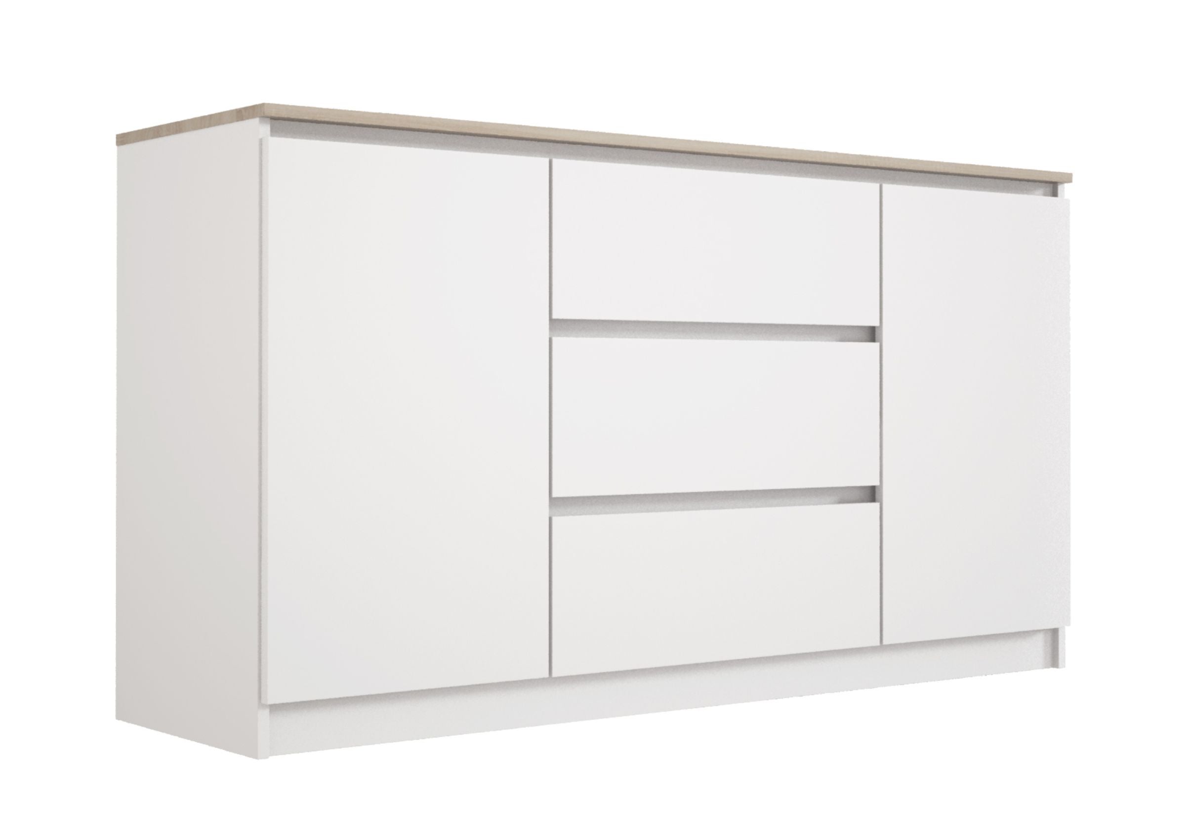 3E 3xE  Kommode 140 cm mit 2 Türen und 3 Schubladen in Schwarz - 140 x 78 x 39 cm (B/H/T