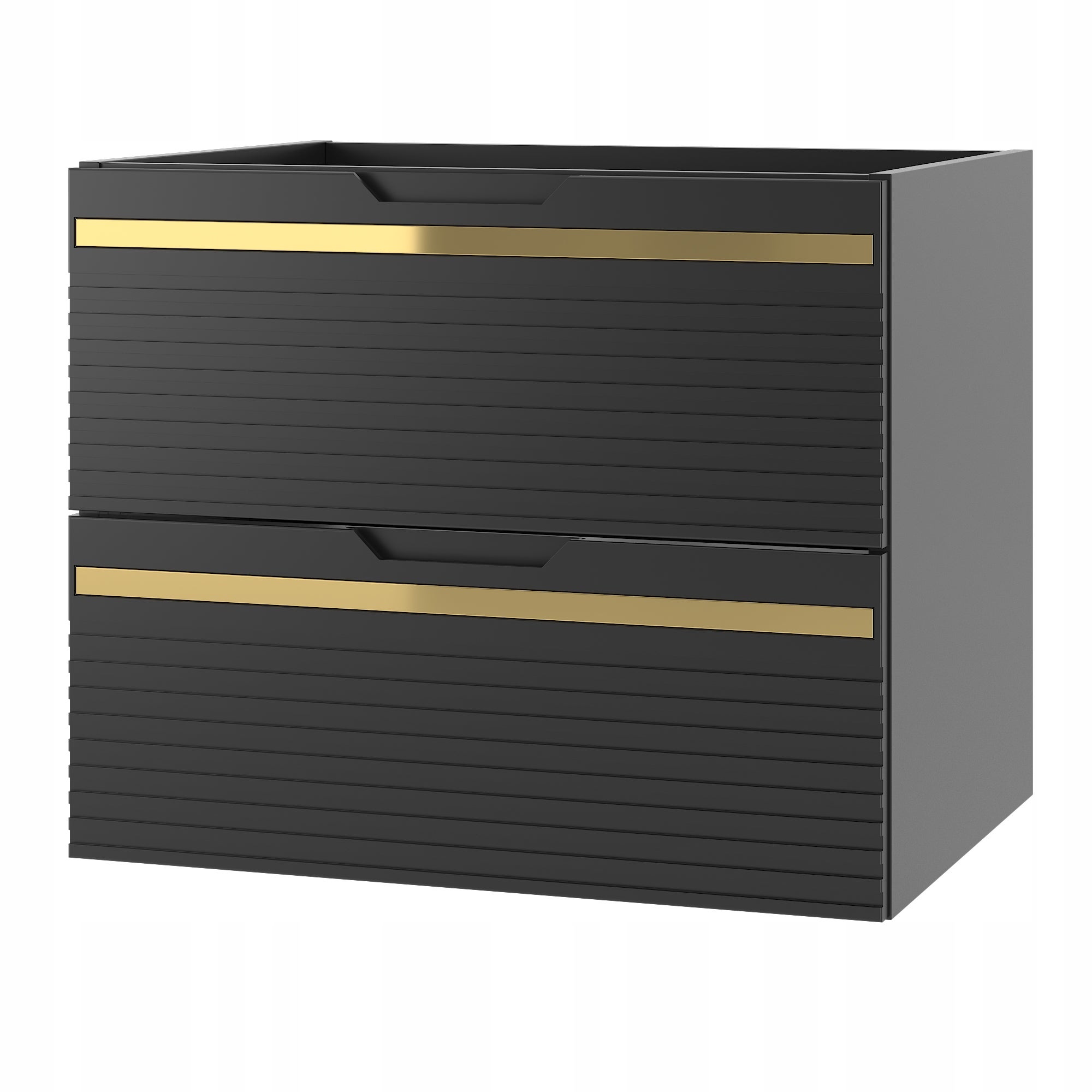 Szafka łazienkowa VESPER 60 cm czarna wisząca frezowany front mat