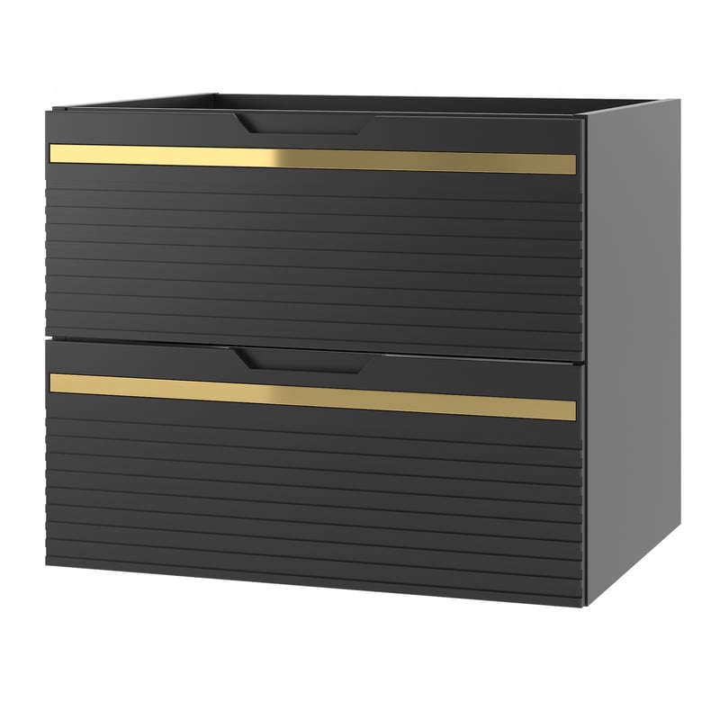 Szafka łazienkowa VESPER 60 cm czarna wisząca frezowany front mat