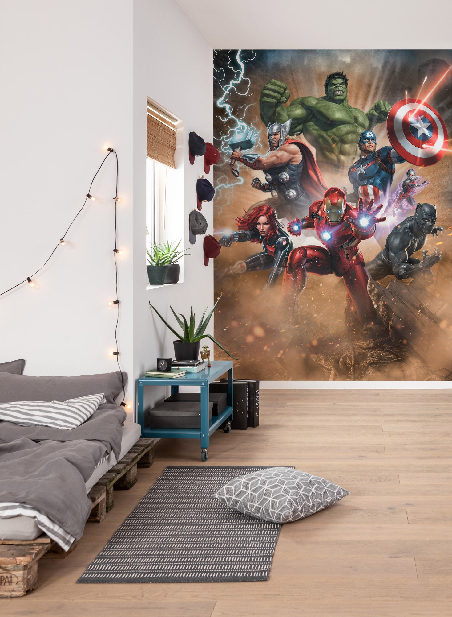 Papel pintado no tejido panorámico de komar - marvel avengers superpower - talla: 200 x 280 cm