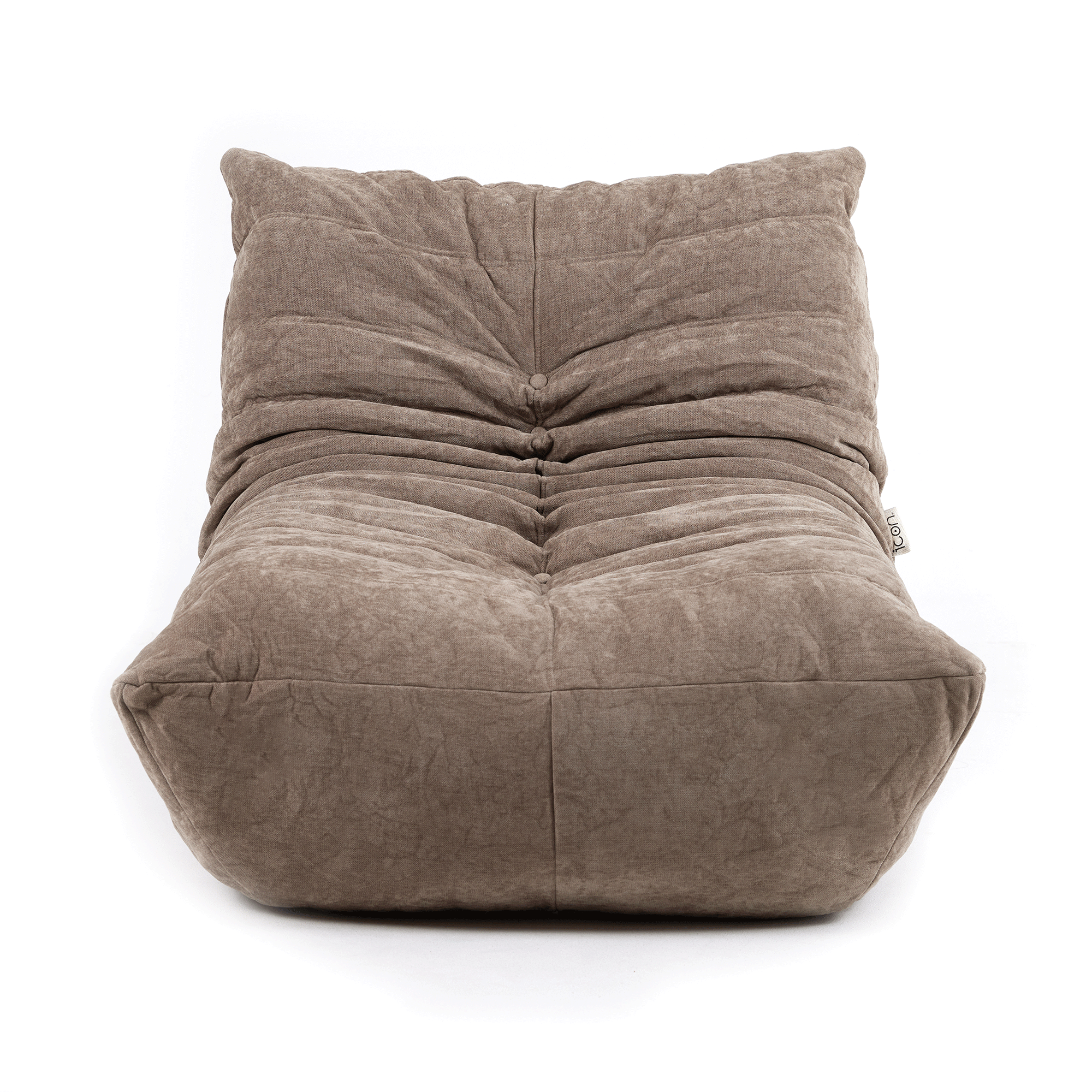 Pouf chauffeuse Icon en tissu chenille garni de mousse extensible beige Oeko-Tex® - 3