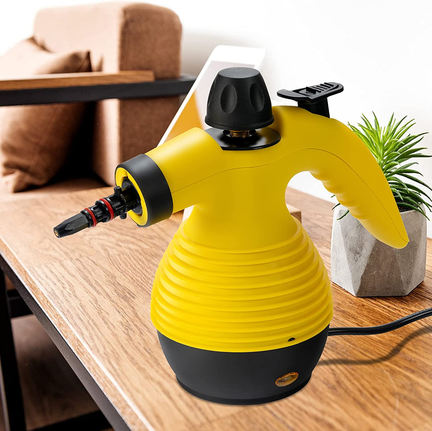 Nettoyeur vapeur  main rservoir 350 ml, 9 accessoires temprature :  135-167, 900-1050 w (jaune) | Leroy Merlin