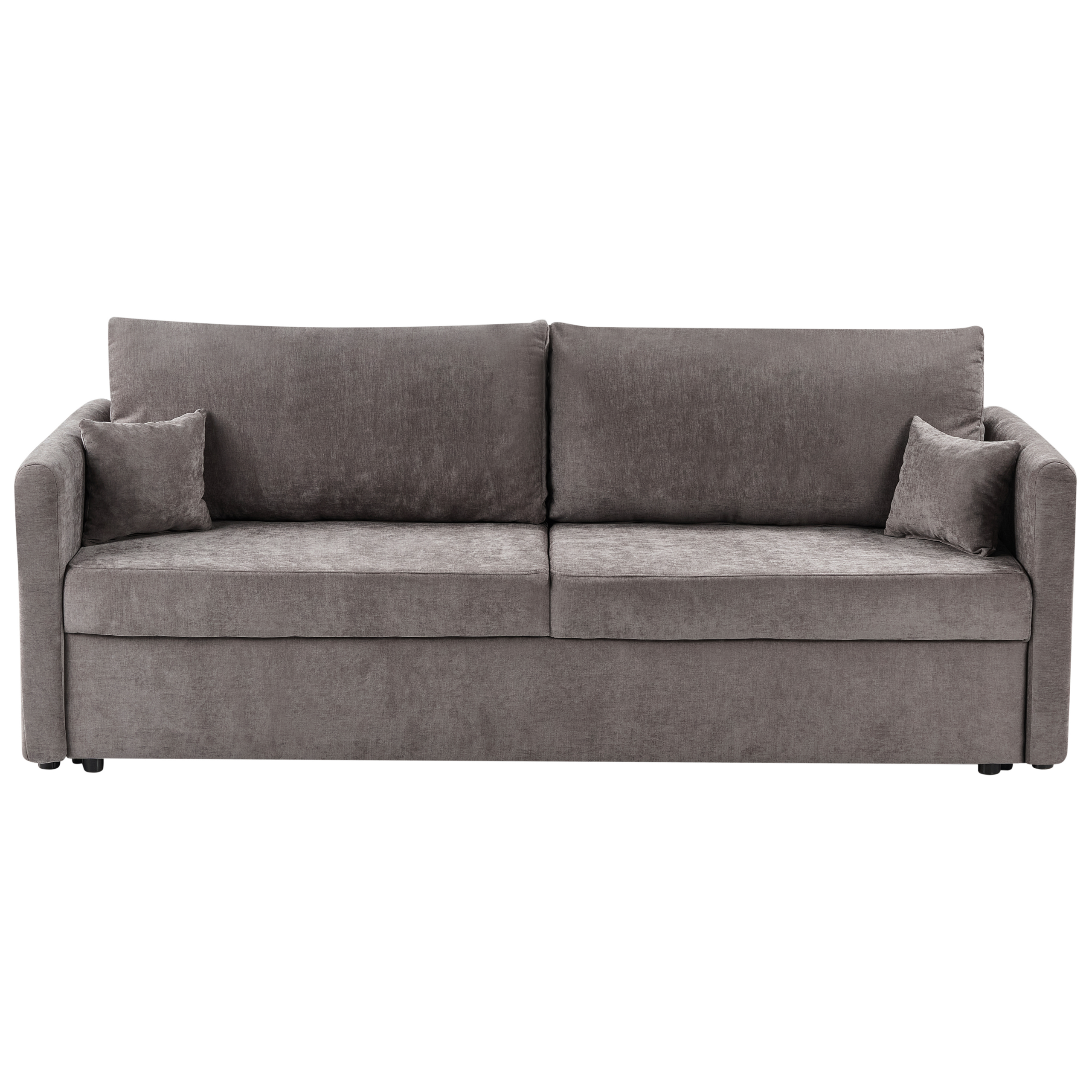 Canapé Convertible 3 Places Taupe Avec Rangements Et Matelas 3cm – Cuir Beige (Sans Marque)