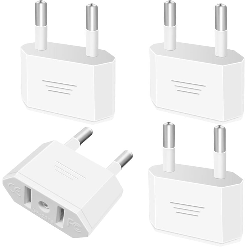 4 sztuki Adapter Gniazdo USA - Adapter z USA na Francję, wtyczka adaptacyjna USA Niemcy, adapter podróżny z USA na EU, Adapter z USA na EU