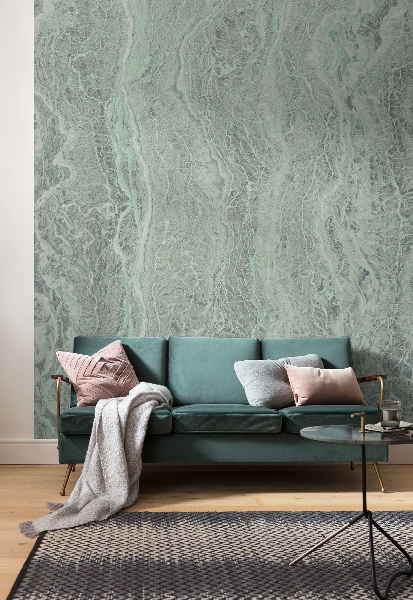 Fototapeta marmur szaro zielonym - 200 x 280 cm - SANDERS &amp; SANDERS