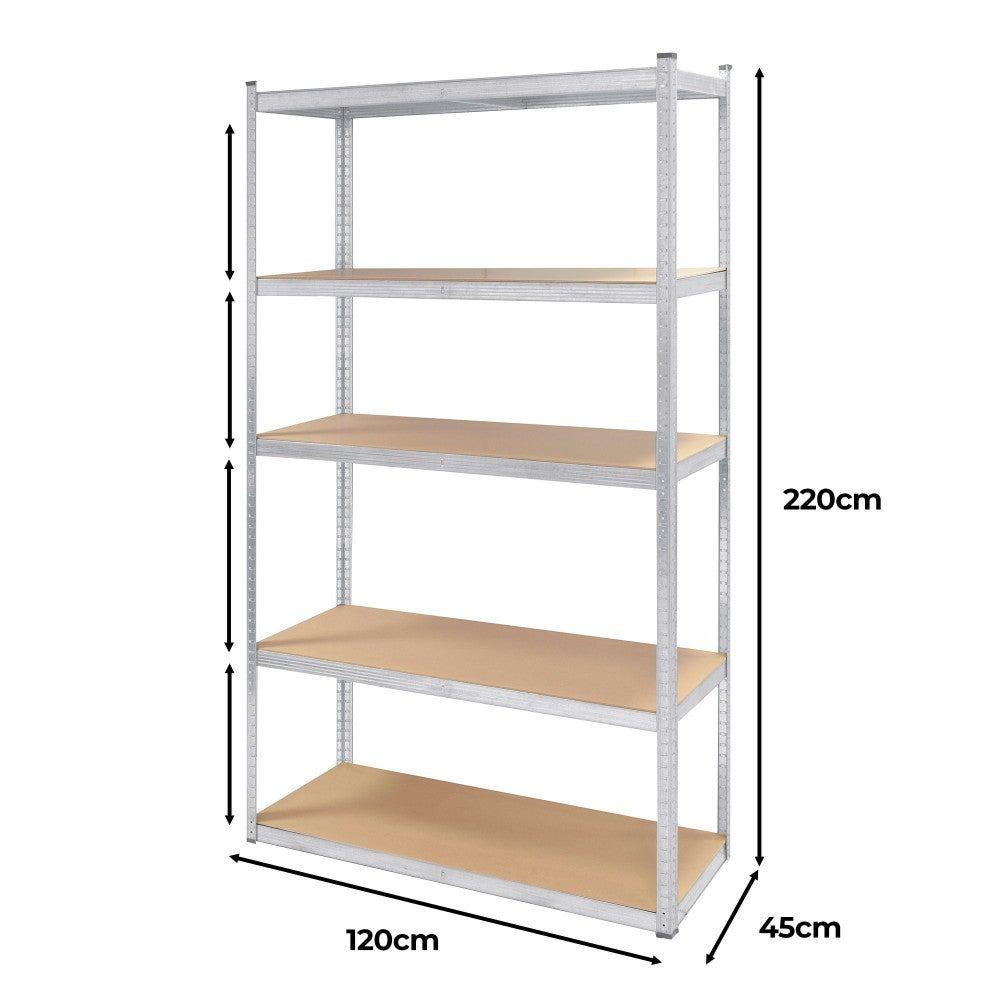 Lot de 4 étagères métal XXL grand modèle - Hauteur 2M20 Largeur 1m20 - charges très lourdes - 5 plateaux - 1325 Kg - 3