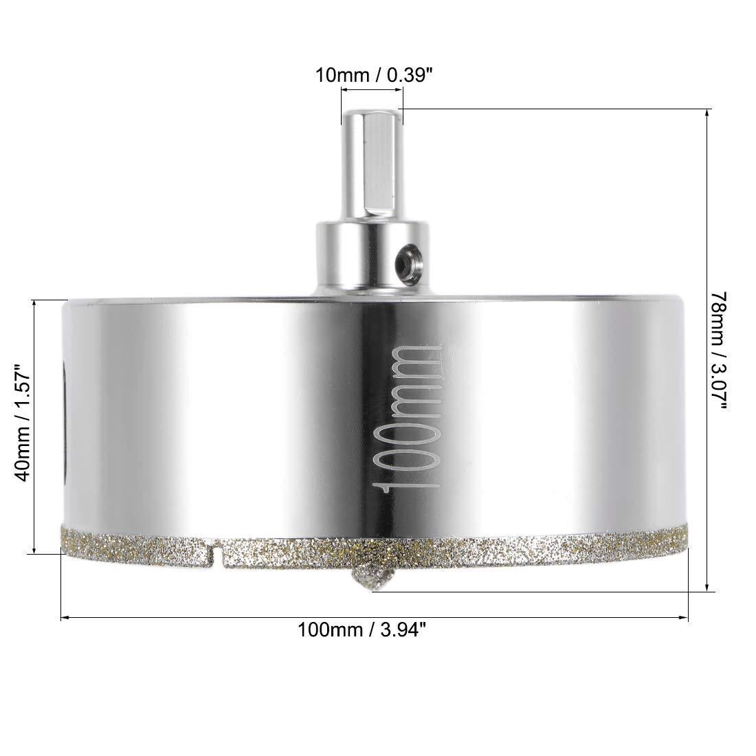 Scie cloche diamantée avec mèche pilote de centrage, diamantée, pour verre, carrelage, céramique, marbre (100 mm) - 2