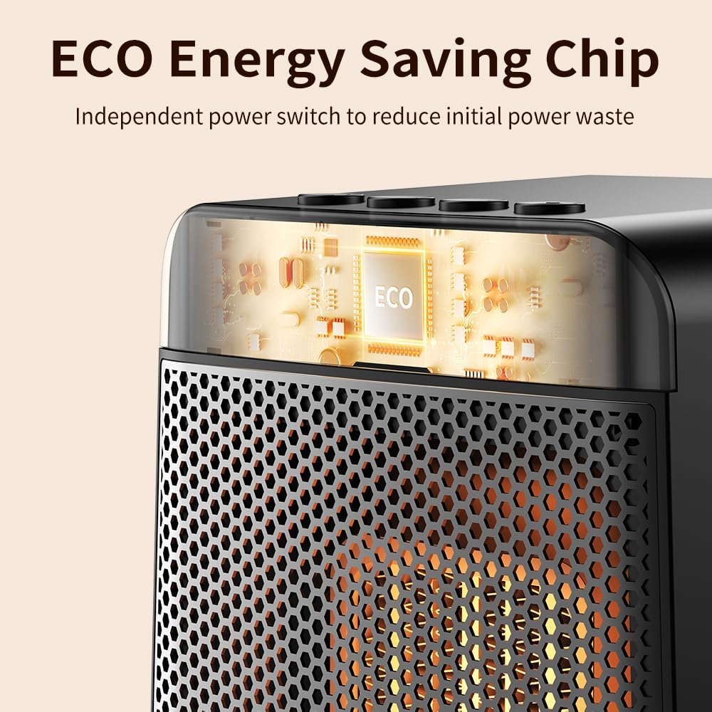 Ogrzewacz pomocniczy do użytku wewnątrz pomieszczeń, szybki elektryczny grzejnik ceramiczny 1000 W, 2 tryby - 7