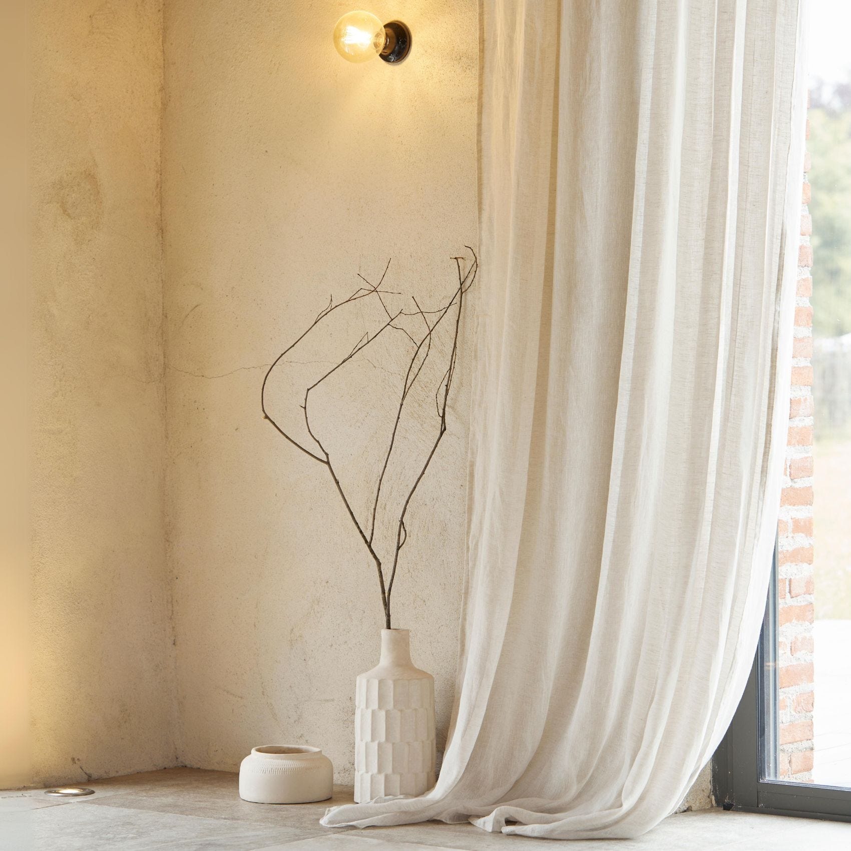 Rideau voilage 100% lin fluide - Lin - 140x260 cm - Lin | Leroy Merlin