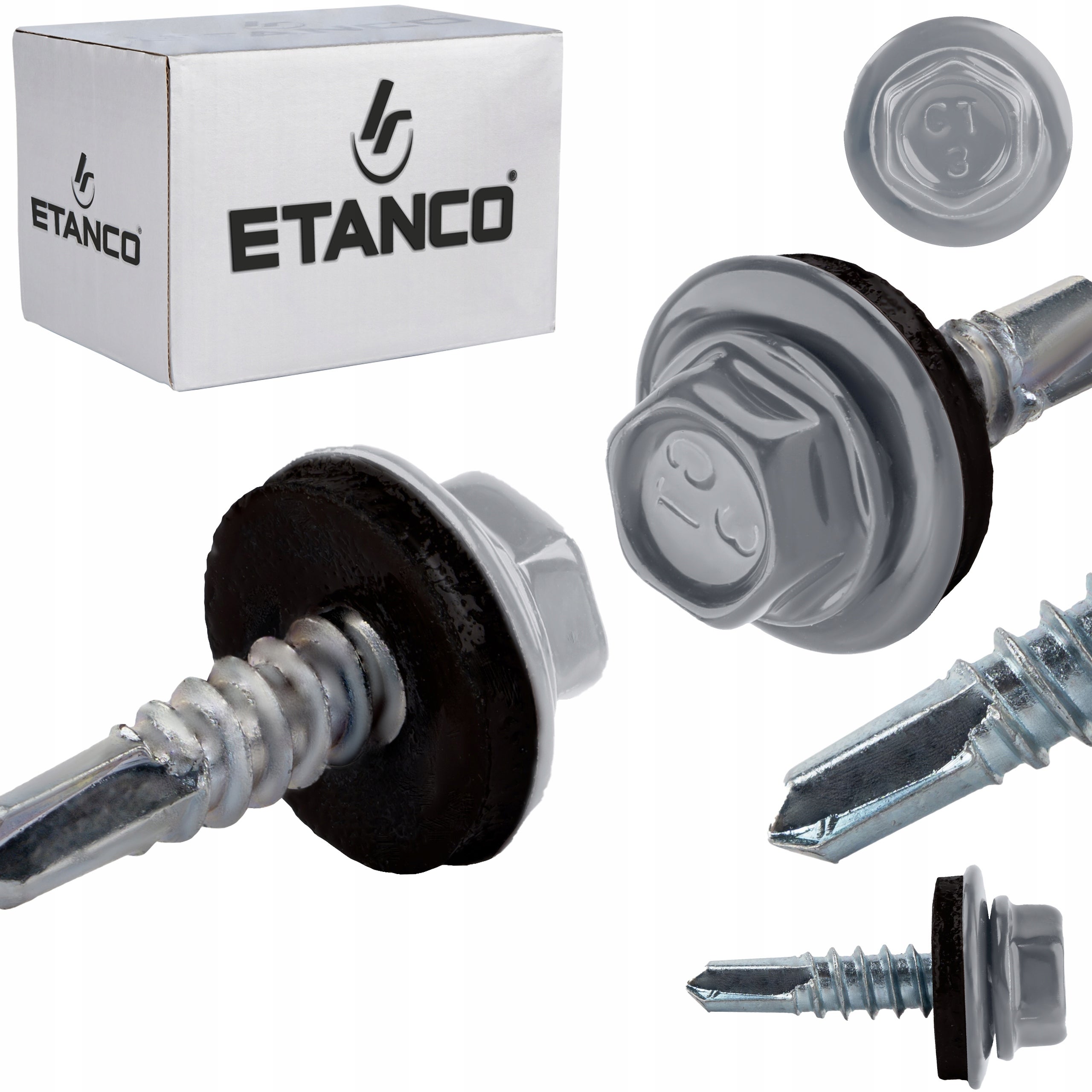 Wkręty samowiercące do metalu Etanco GT3 Z14 4,8x19 mm RAL 9006 250szt