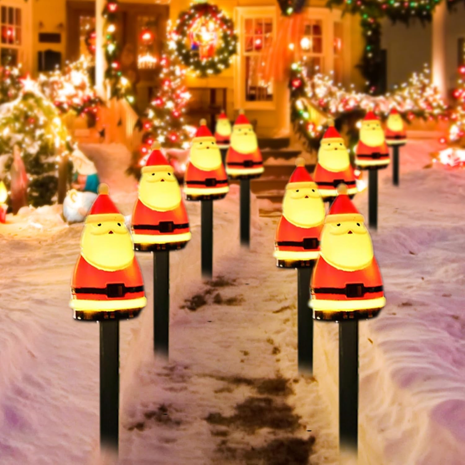 Świąteczne lampki solarne – ładowane energią słoneczną – do ścieżek zewnętrznych itp. – opakowanie 10 szt.