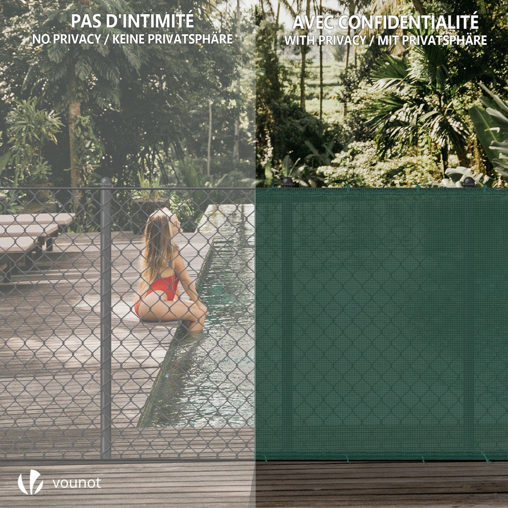 Brise vue occultant en HDPE 150g/m² 1x10m avec attaches de fixation vert VOUNOT® - 6