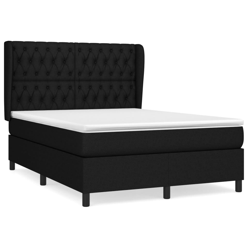 Maison Exclusive - Sommier à lattes de lit avec matelas Noir 140x200 cm Tissu - 9