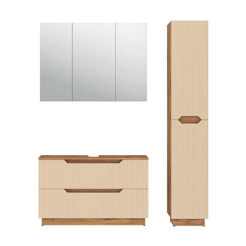 Vicco Zestaw mebli łazienkowych Lotta, Dąb/kaszmir w paski, 3 części