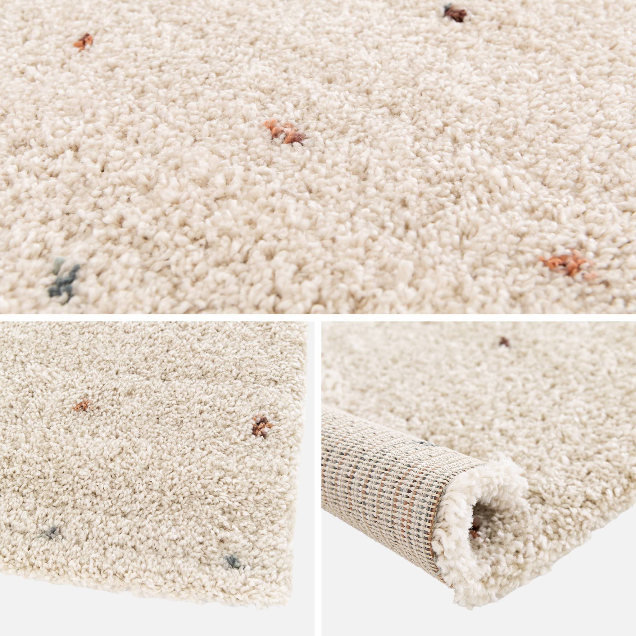 Tapis enfant à petits pois 80x150cm tapis intérieur crème et multicolore. poils longs shaggy HAZEL - 5