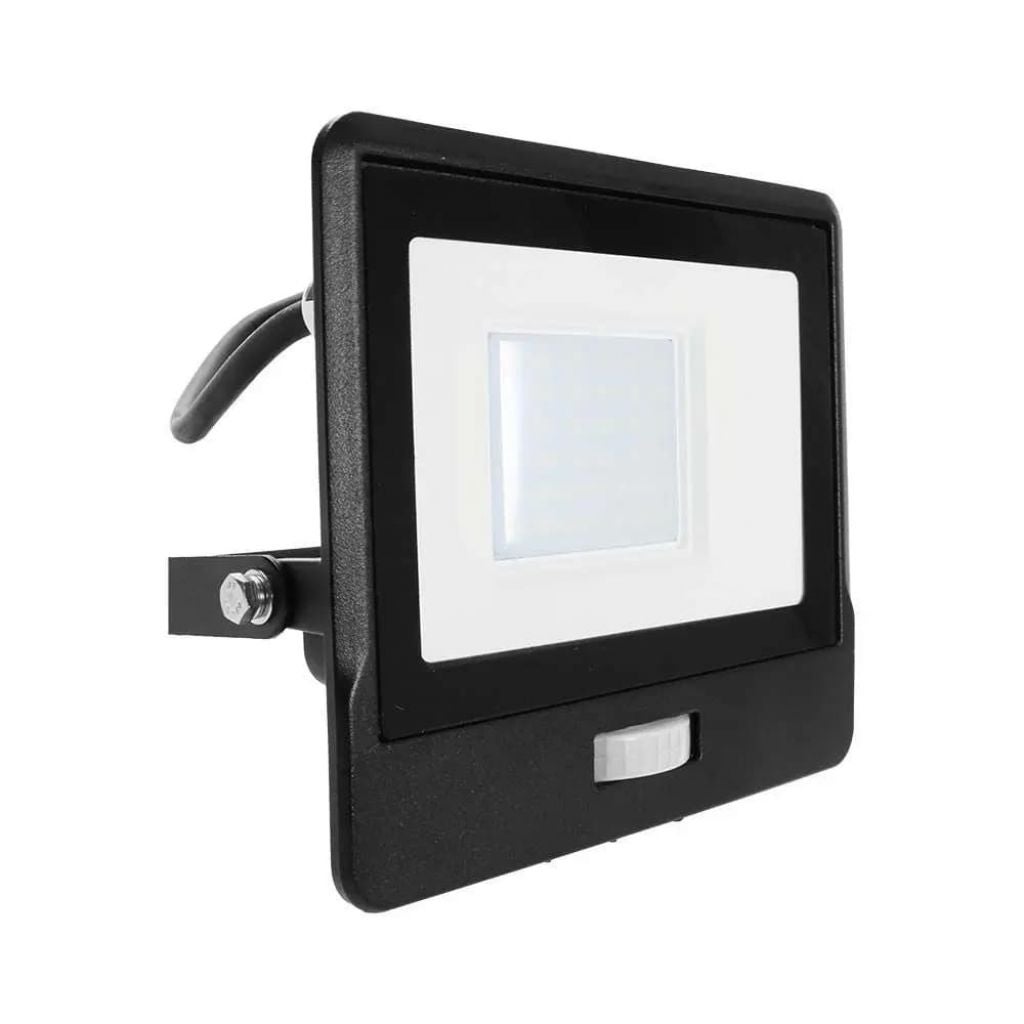 Reflektor LED Samsung Chip 30 W z czujnikiem ruchu PIR, kabel 1 m, kolor czarny, 6500 K, IP65