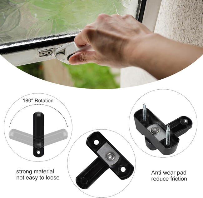 Blocco Aggiuntivo Per Finestra Sash Jammer, 10 Serrature Per Porte E Finestre In Lega Di Alluminio Con Viti, A Prova Di Bambino, Nero | Leroy Merlin - Foto 10