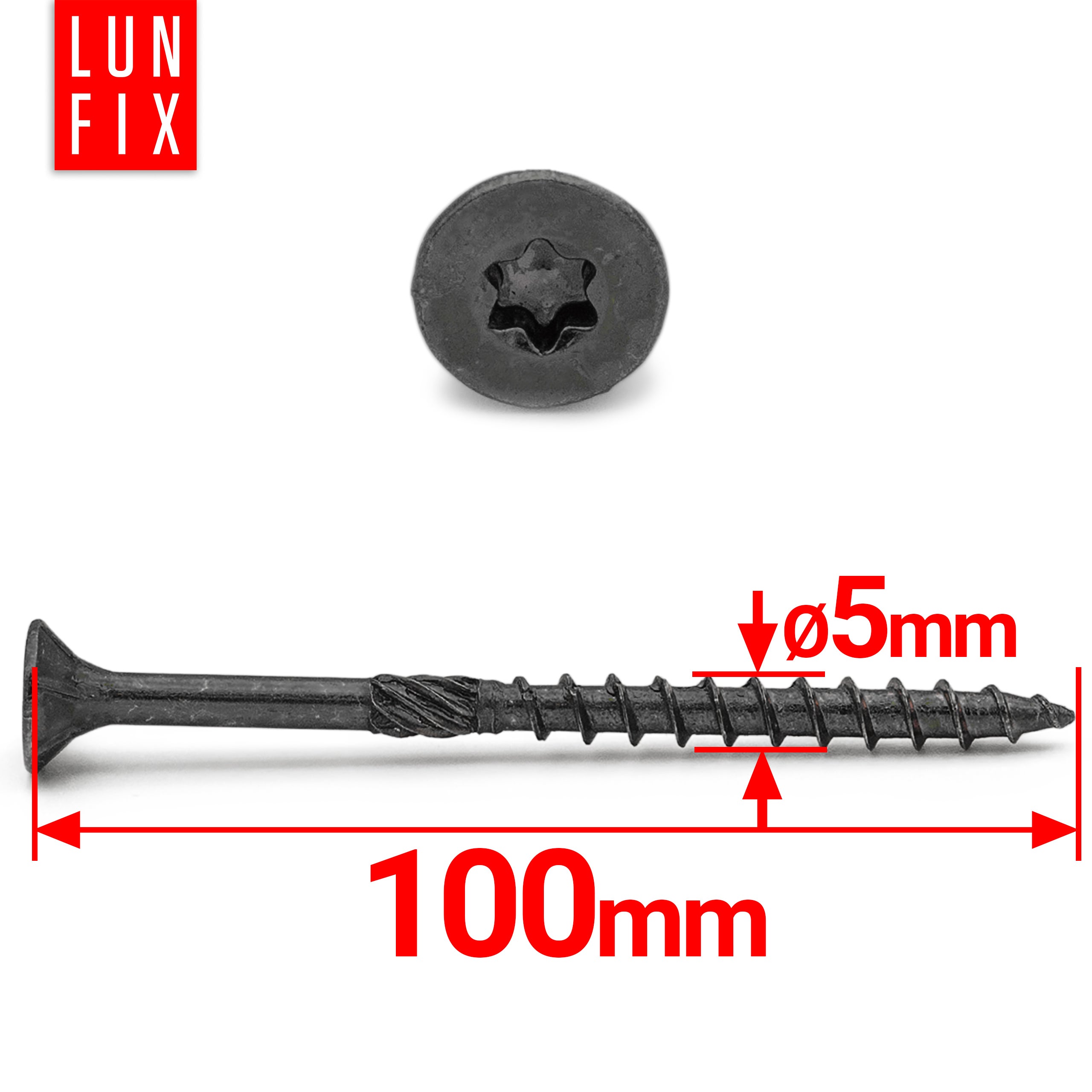 Wkręty ciesielskie czarne stożkowe 5x100mm 100szt. - 2