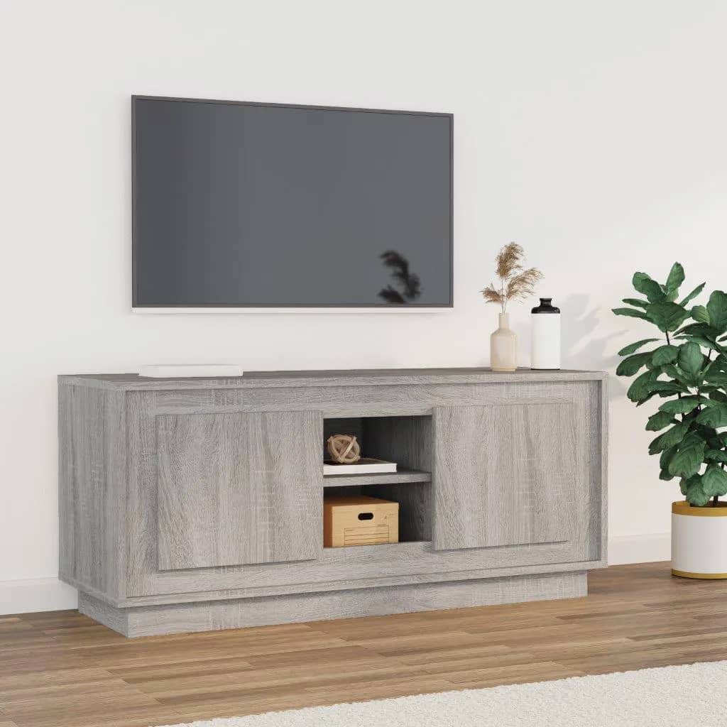 Meuble TV sonoma gris 102x35x45 bois d'ingénierie - 2
