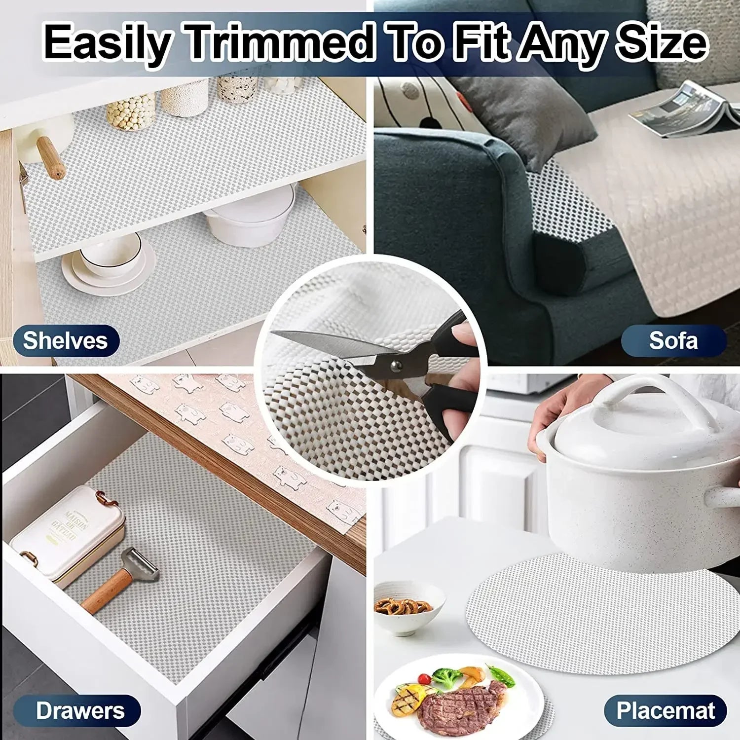 Sottotappeto antiscivolo, 0,9 m*2 m Tappetino antiscivolo lavabile in PVC per tappeti in fogli Tovaglie - 8