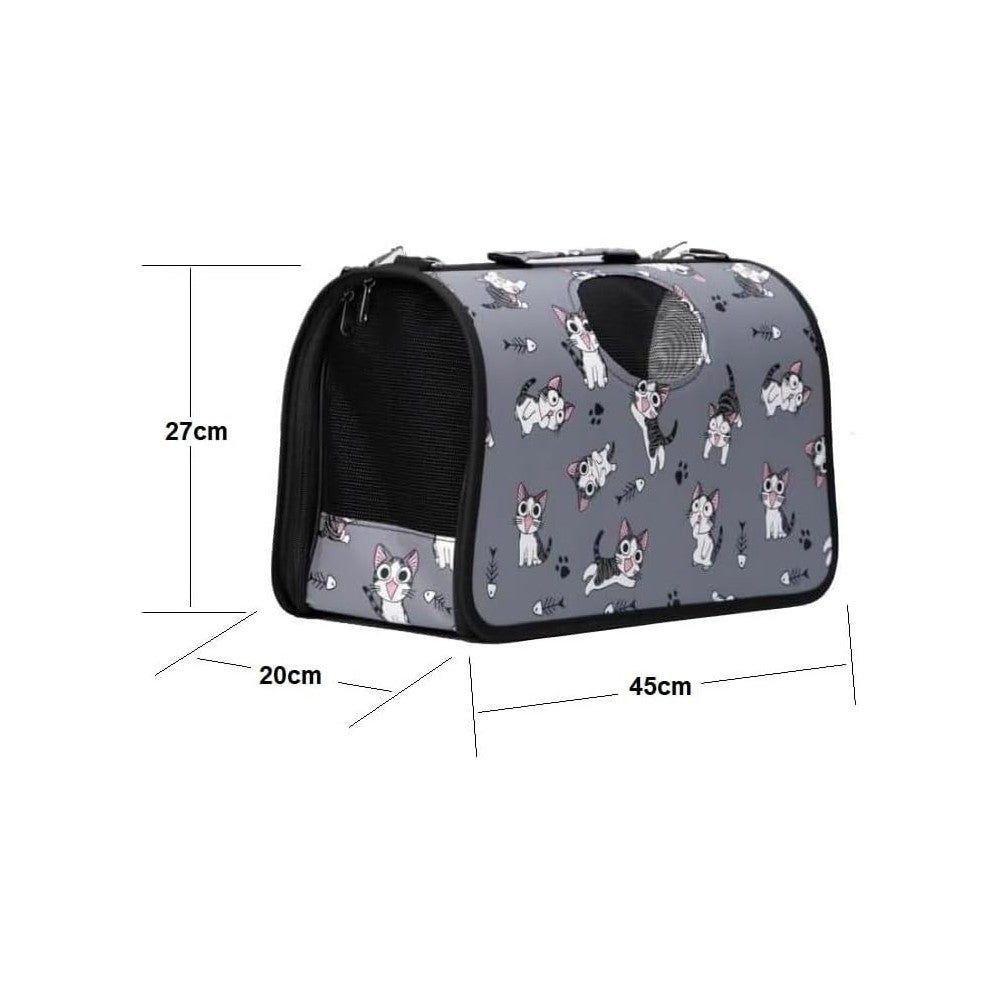 Bolsa de transporte para animais de estimação, ideal para gatos e coelhos. Fecho flexível com fecho de correr. Dimensões: 45 x 27 x 20 cm. - 5