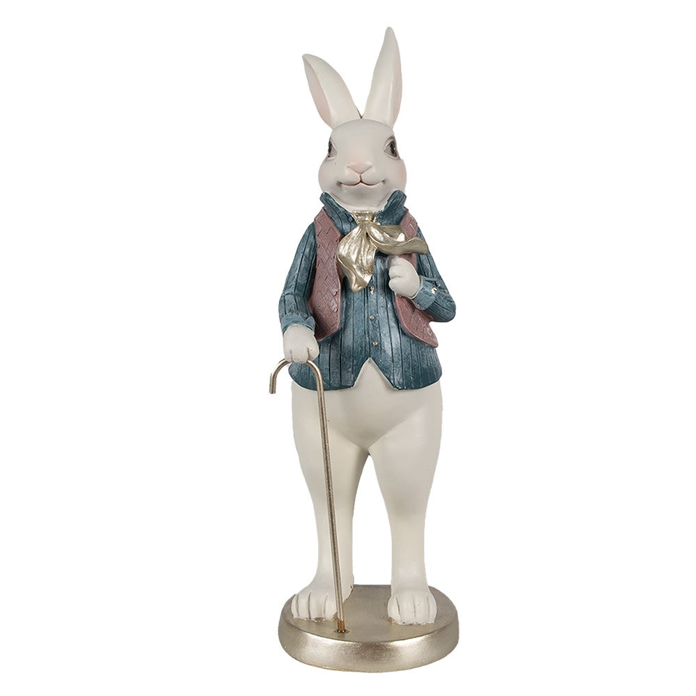 Figurine Lapin 42 cm Blanc Couleur or Polyrésine Décoration de Pâques