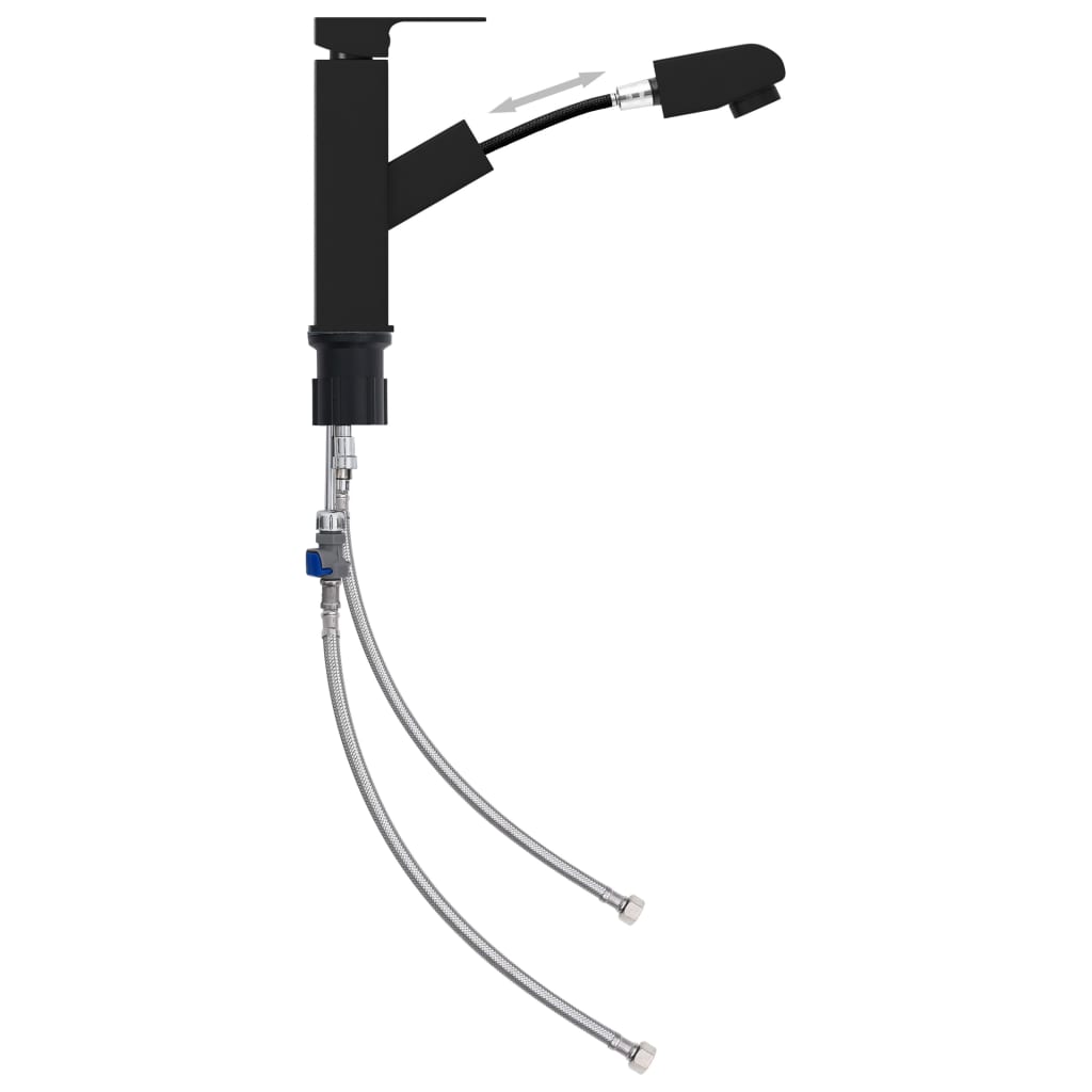 Miscelatore lavabo estraibile per bagno miscelatore per bagno finitura per interni casa 157 x 172 mm nero 02_0003528 - 3