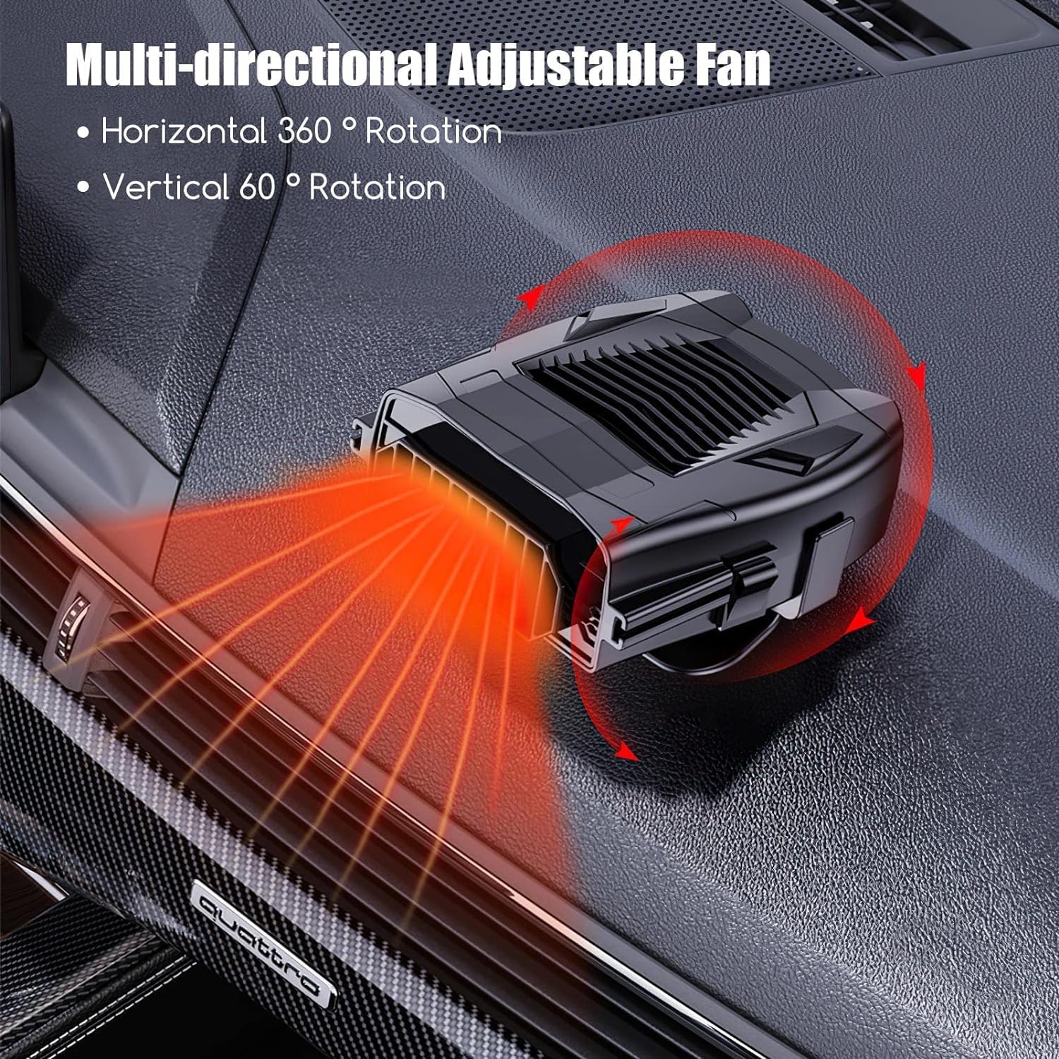 Riscaldatore Auto 2 In 1 Da 150W 12V - Soffiante Sbrinamento Rapido, Rotazione 360°, Per Presa Accendisigari, Con Ventilatore Estate