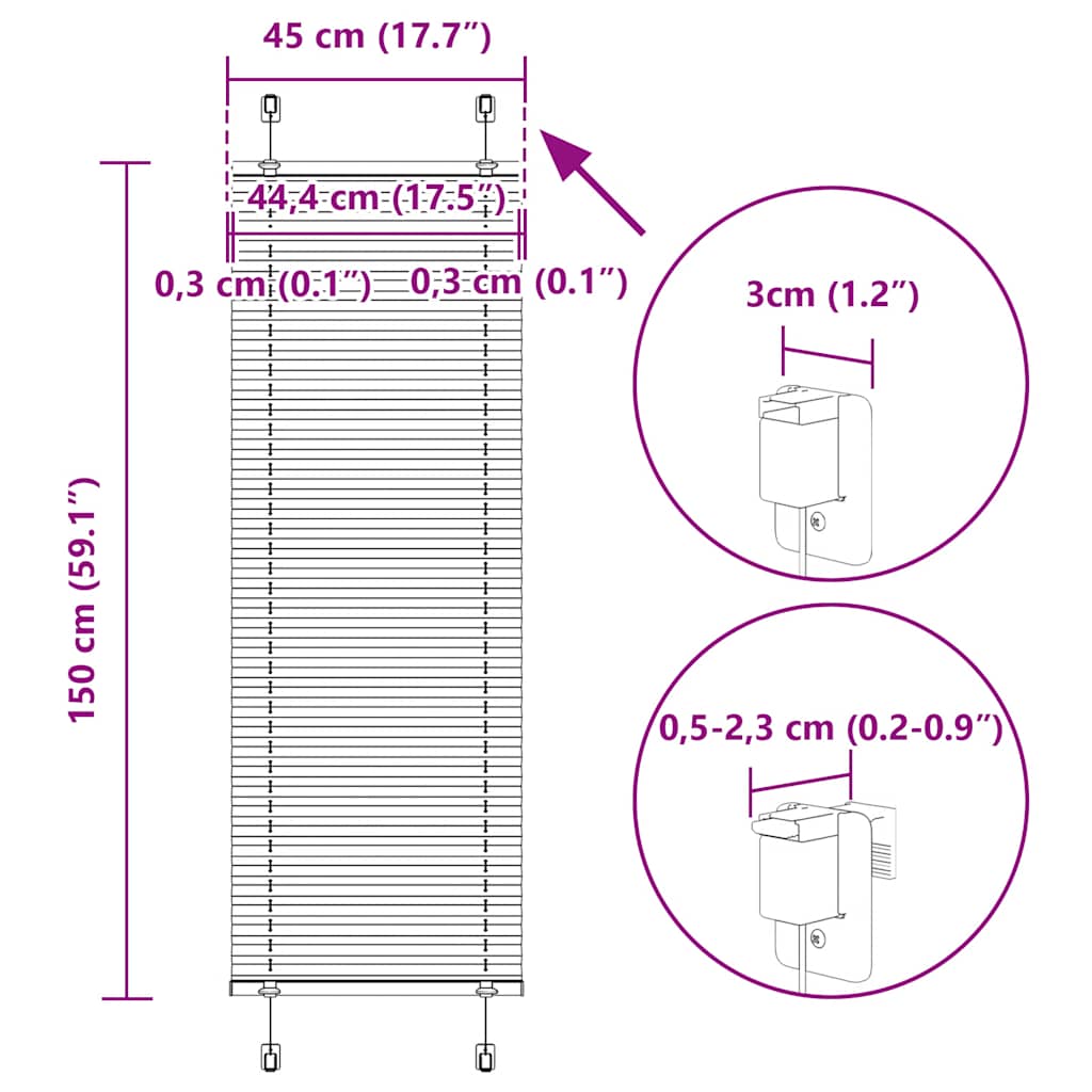 Store plissé gris clair 45x150 cm largeur du tissu 44,4 cm vidaXL - 3