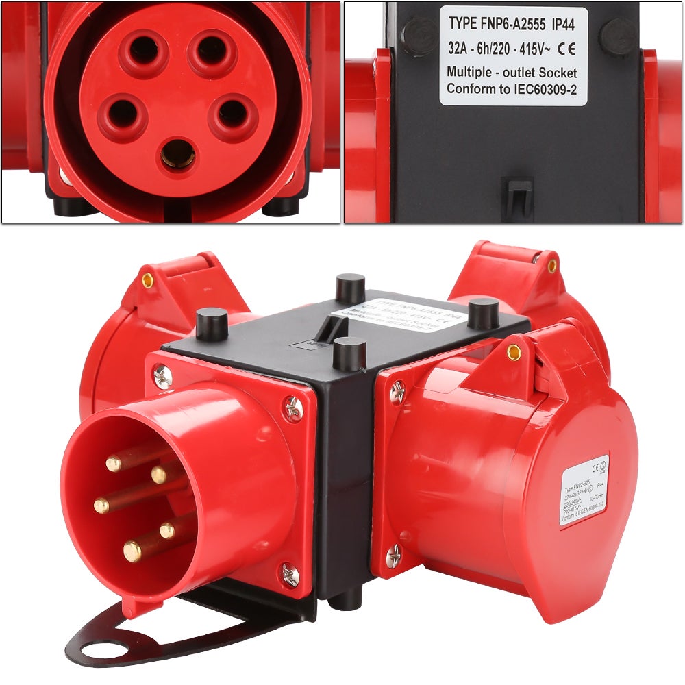 Coffret de Chantier Monophase Repartiteur de Courant Mural Coffret Electrique de Chantier 3 x CEE 400V / 32A Steckdose 5P - 3