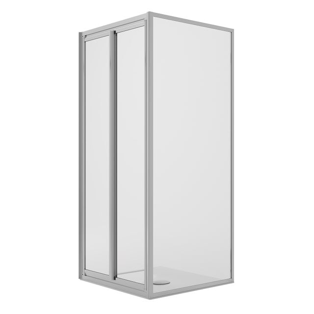 Cabina de ducha en ángulo 80x90CM H185 Cristal Transparente Fijo+Saloon 2 Puertas batientes 80 mod. Clint