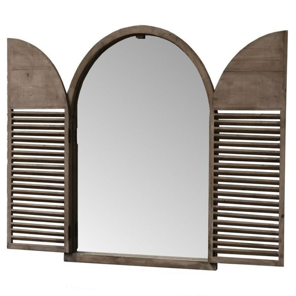 Miroir Shutter Cadre Bois Vieilli - Style Ferme - 43,8 Cm X 43,8 Cm (17,3 Pouces)