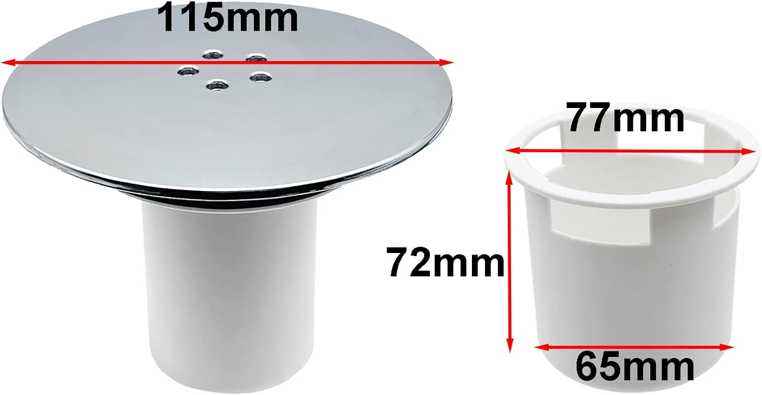 Bonde de Douche 115mm, Remplacement de Couvercle de Siphon Douche, Capot Bonde Universelle, Prise de Douche Chromé, Débit Rapide - 4