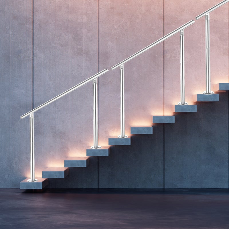 Rampe d'escalier en acier inoxydable pour escaliers Garde-corps Mains Courantes intérieur et extérieur 120 cm 0 crossbars - 6