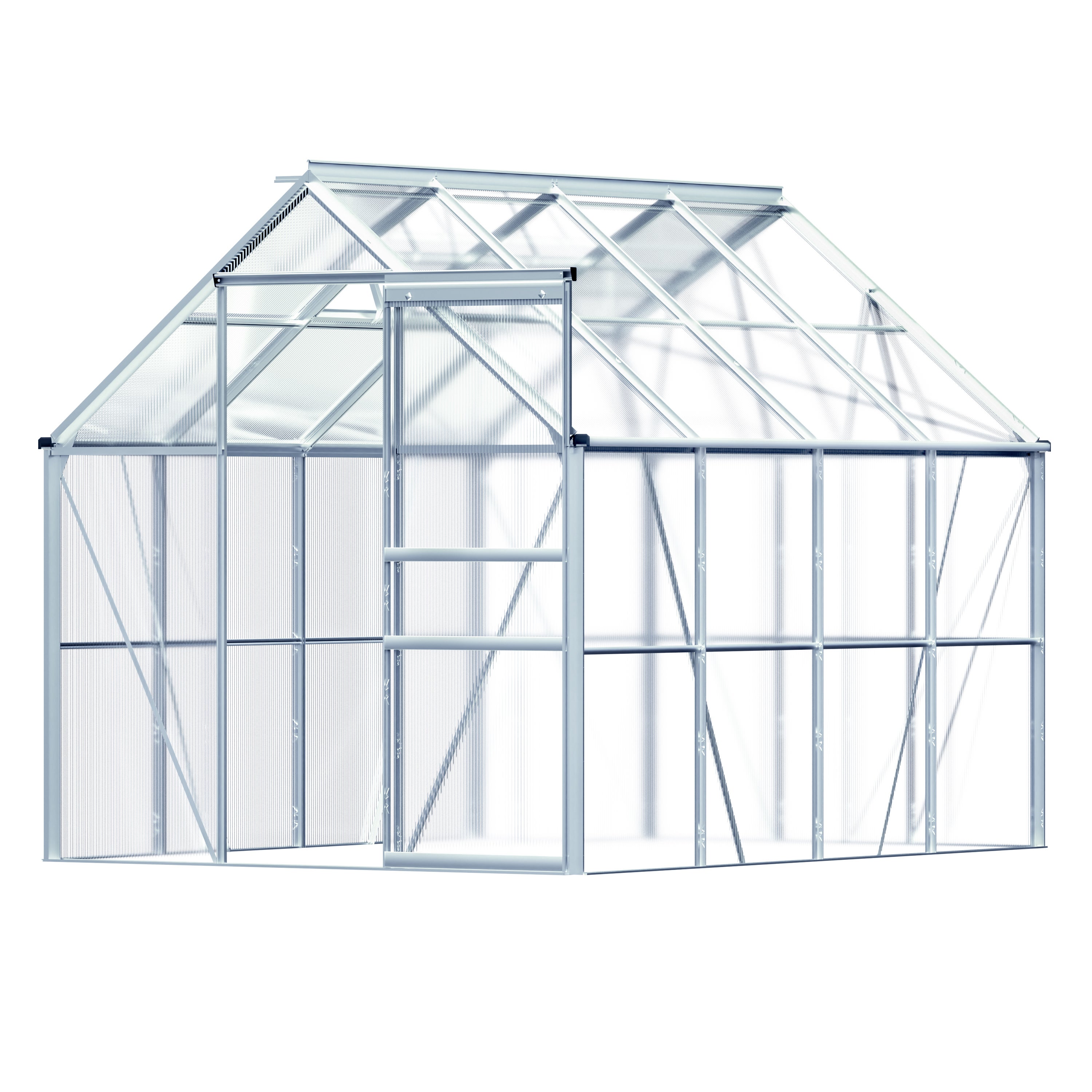 Serre de jardin en aluminium 7,63m³ abri extérieur pour plantes légumes 250x190x195cm avec fenêtres - 2